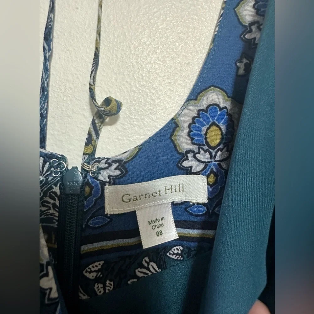 Garnet Hill Boho V Neck Maxi Dress Blue Size 8 - Picture 5 of 7